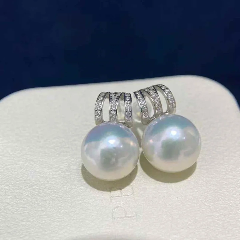 

SGARIT Perfectly Round Real 925 Sterling Silver 5-6mm Natural Freshwater Pearl Earrings for Women Jewelry