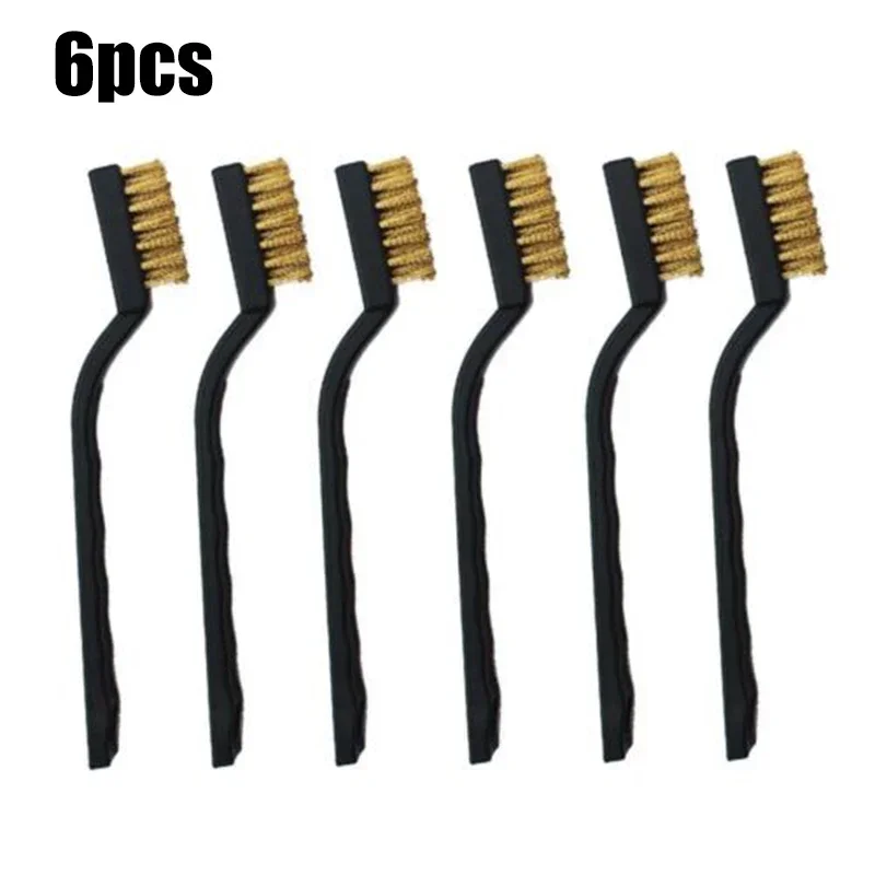 6pcs/set Mini Metal Remove Rust Brushes Brass Cleaning Brushes Polishing Metal Brushes Cleaning Tools Home Kits Wire Brush