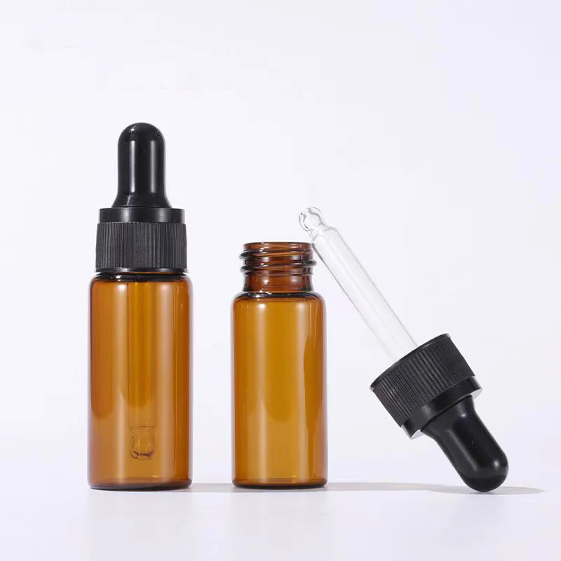 에센셜 오일 유리 아로마 테라피, 액체 브라운 드롭, 빈 시약병, 피펫 병, 100 개, 1 ml, 2 ml, 3 ml, 5ml