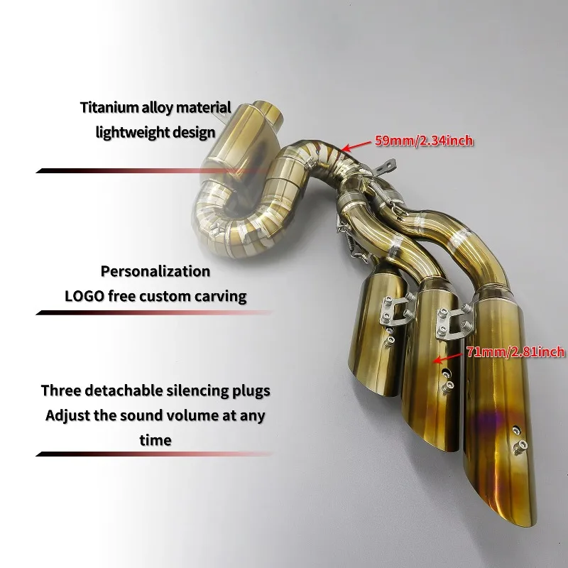 Professional Lightweight Titanium Organ Pipe Tail Section Complete Unit Motorcycle Exhaust Assembly XJY