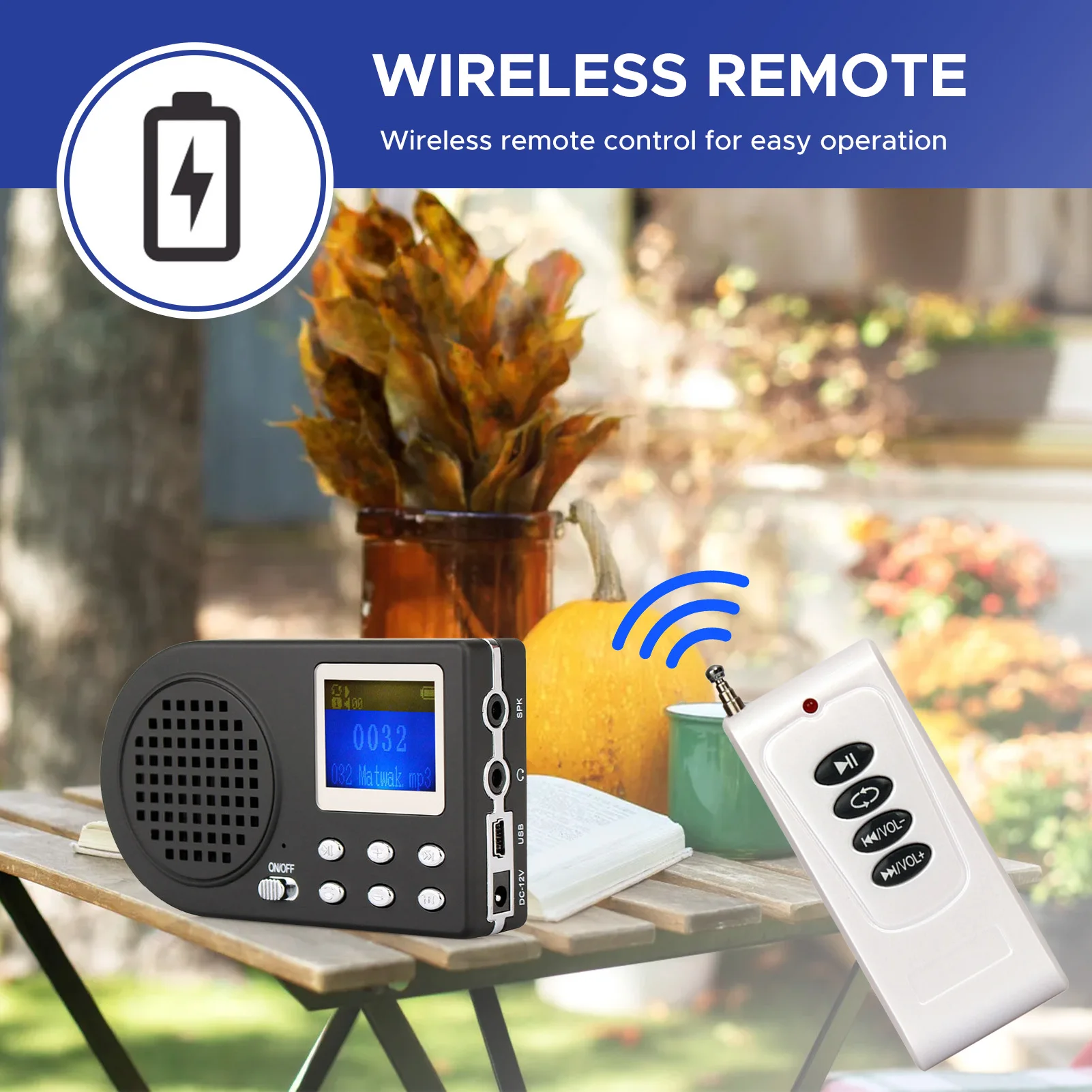 Simulated Bird Song Outdoor Bird Call Amplifier with Wireless Remote Control 110 Animal Sounds MP3 Speaker Animal Sounds