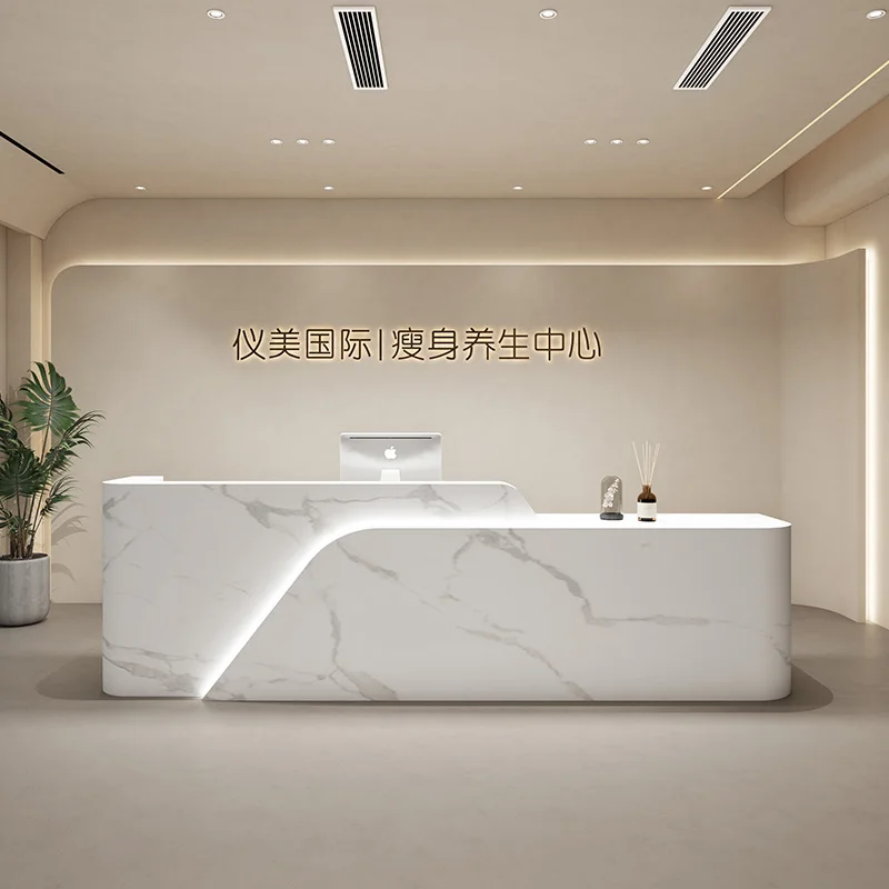 

Bar Counter Reception Desk Cashier Beauty Internet Celebrity Store Clothing Counter Hair Salon Company Paint Recepcja Furniture