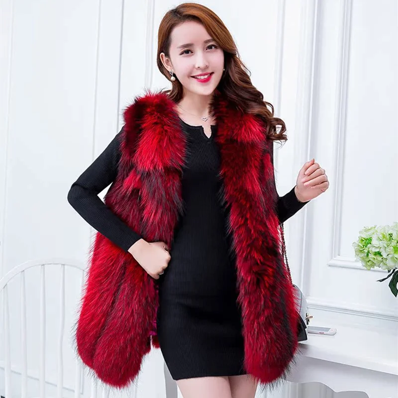 

MAOMAOKONG Super Hot Winter Women Luxury Thick Real Raccoon Fur Coat 100% Natural Fox Fur Jacket Plus Size Jackets Female Vest