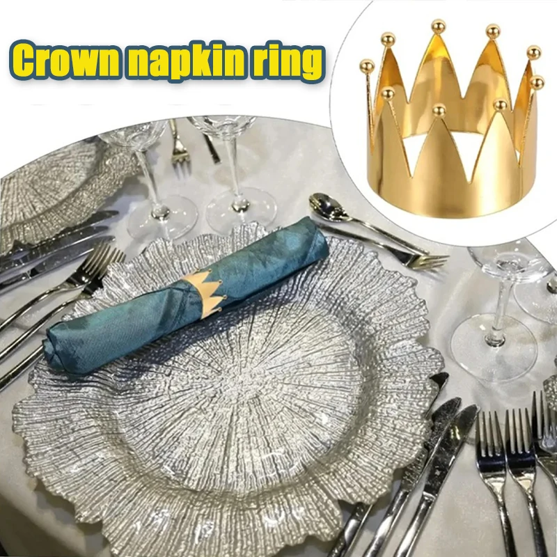 Crown Napkin Rings Gold Valentine's Day Napkin for Birthday Party Wedding Decorations Metal Napkin Half Circle Buckle