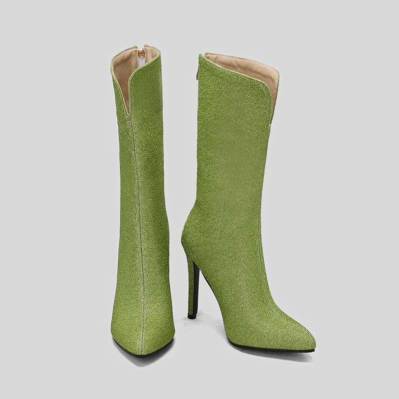 Kcenid-Bottes rondes à talons carrés pour femmes, Bottes de rinçage pour femmes, Talons hauts, Bouton carré, Bottes modernes, Printemps, Automne, Mode, 2024