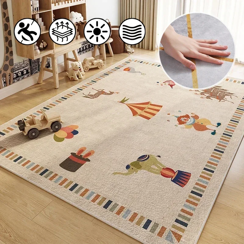 

Cartoon Design Large Area Rug for Children Room Reading Study Play Area Baby Crawling Carpets Play Stain Resistant Anti Slip Mat