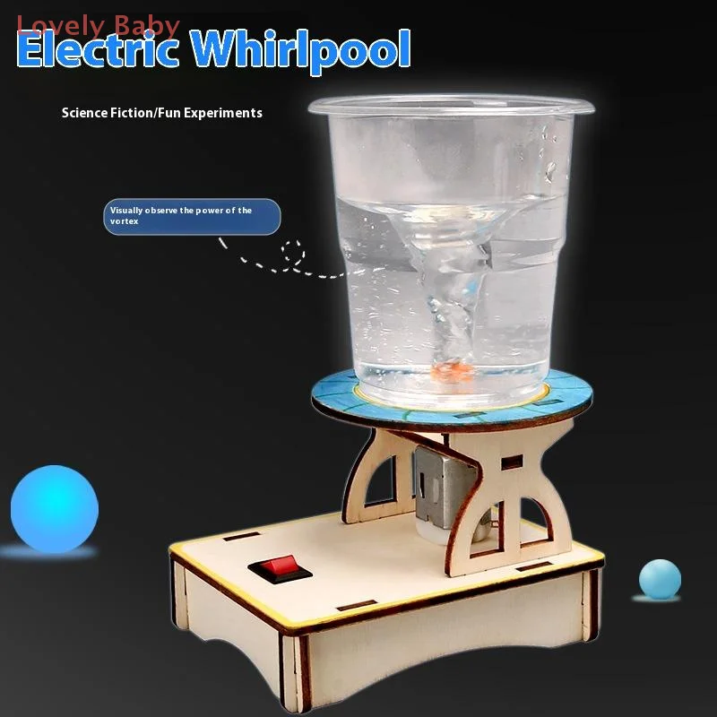 

1 Set Water Tornado Swirl Maker Wooden Puzzle Novelty Science Experiment Project Gifts For Children DIY Electric Science Toys