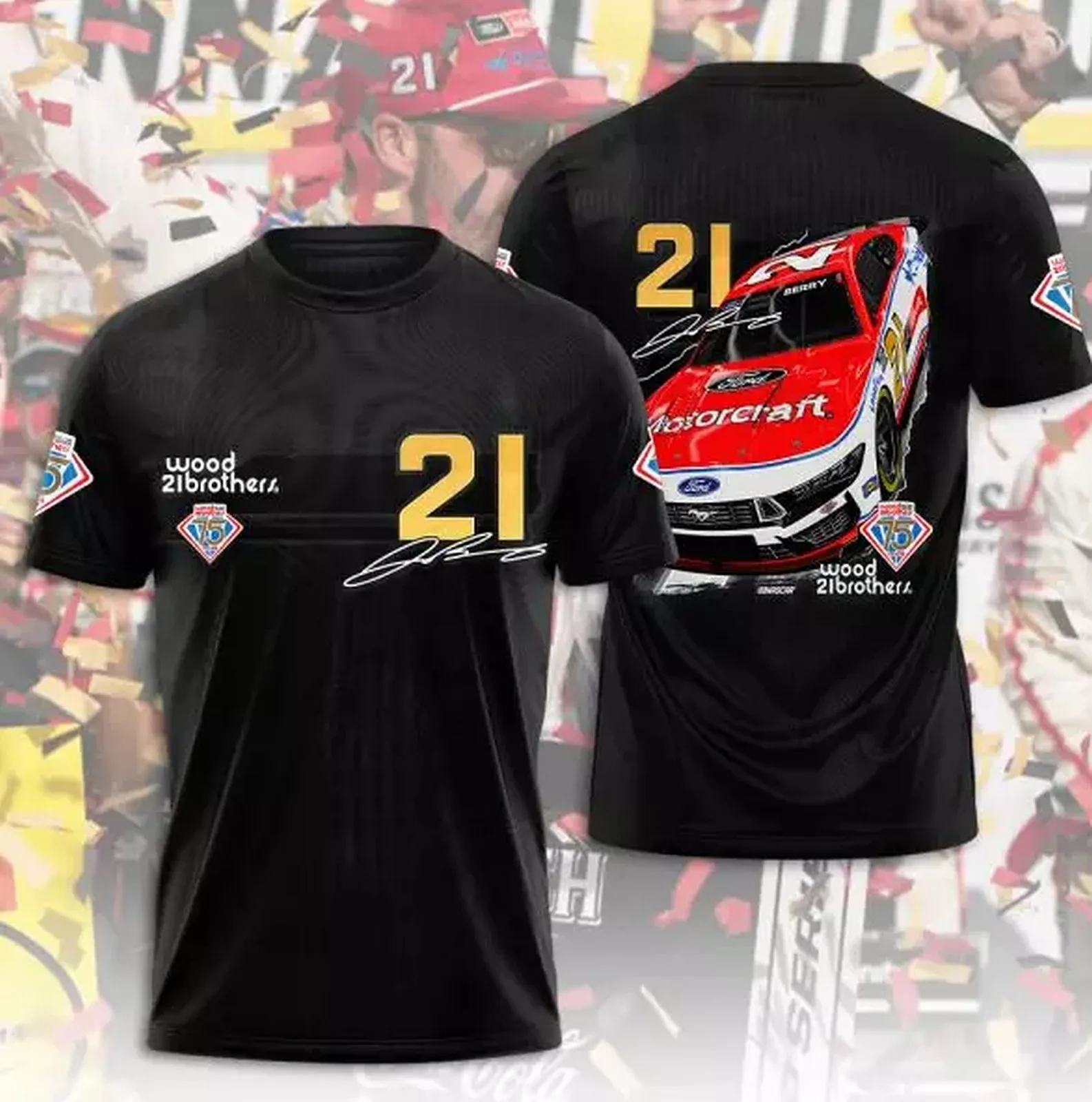 تي شيرت رياضي Wood, Brothers Racing X Josh Be*rry ثلاثي الأبعاد سريع الجفاف، مناسب لكل من الرجال والنساء.