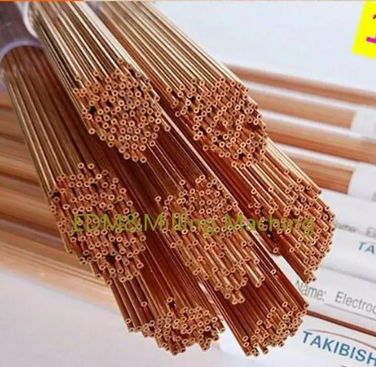 

100pc 0.4-1.5X500mm CNC Wire EDM Maching Drill Electrode Single Hole Top Quality Red Copper Tube For Sparks