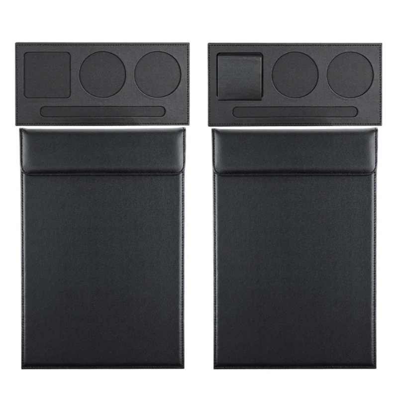 Meeting Folder Clipboard Set, Black PU Leather Document Writing Board with Pen Slot for Business Signing and Office X3UB