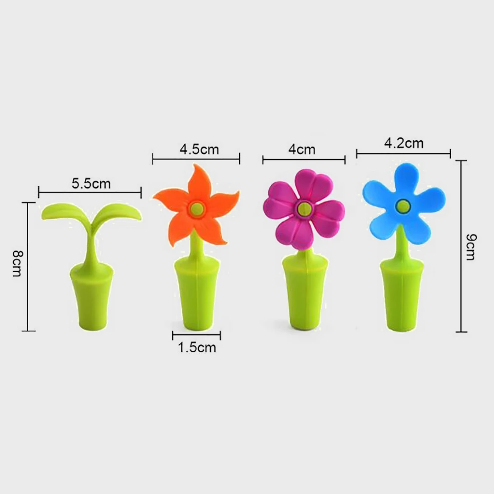 5PC Silicone wine stopper beverage bottle, soft bean sprout, clover, sunflower, Bauhinia flower, leak proof fresh champagne