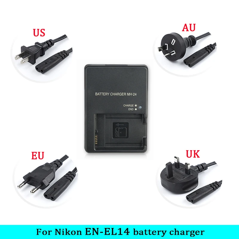 MH-24 Camera Battery Charger for Nikon En-el14 P7100 P7000 D3100 D5200 D5100 D3200 D3300 D5300 P7000 P7800 EN-EL14A EL14CBattery