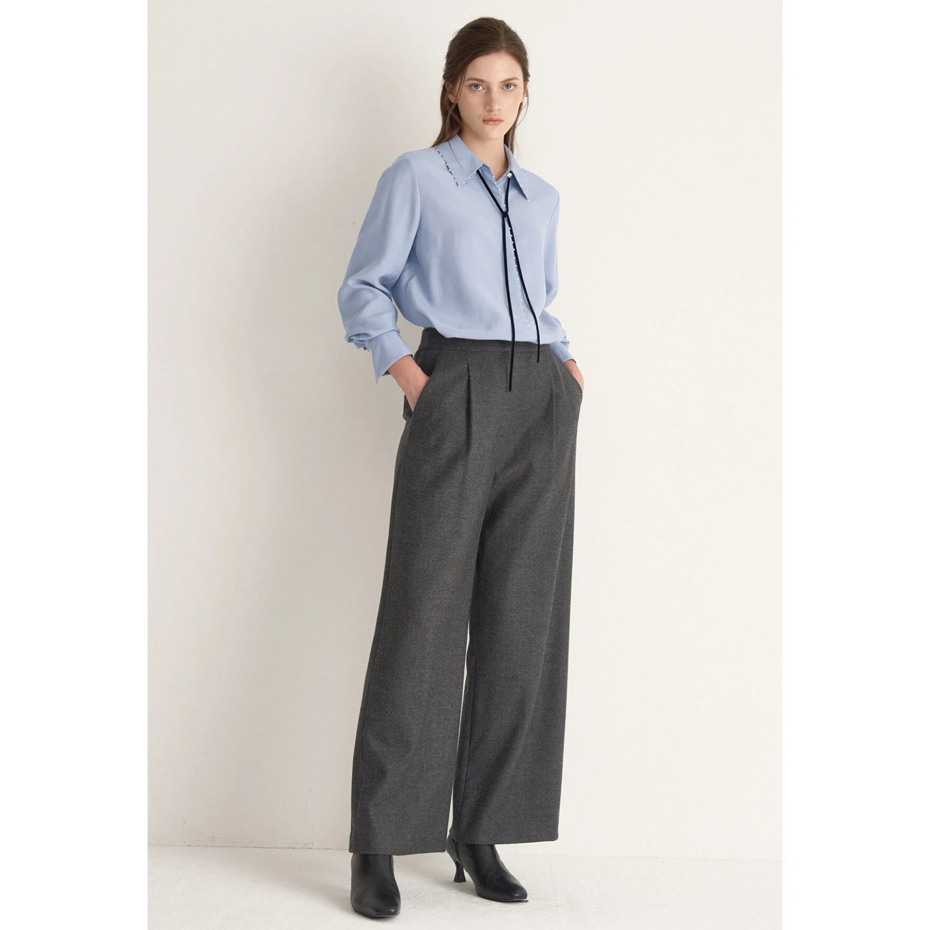 

Женское пальто Ele OL Sle с бисерной шелковой лентой, двухцветное, универсальное, для повседневной носки