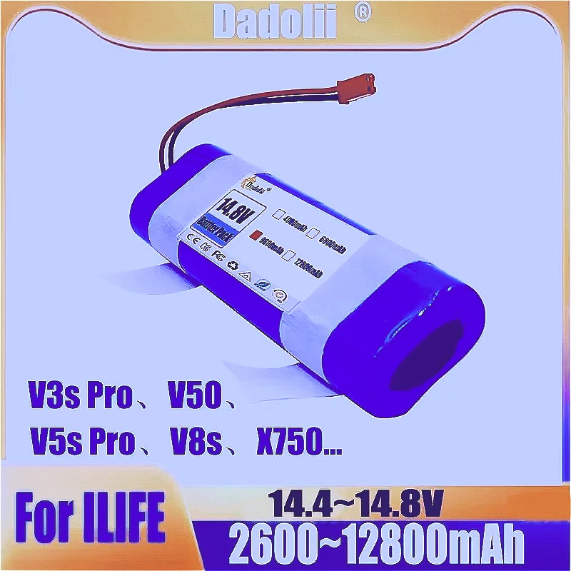 

New 14.4V 12800mAh Li-ion Battery for ILIFE V3s Pro, V5s Pro, V8s, V8 Plus, V80, V80 Max, V80 Pro, V3s Max