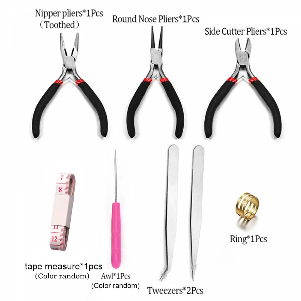 1 Pack Jewelry Making Supplies Kits with Jewelry Pliers Jump Rings Opener Awl Thread Scissors Helping Hands for Jewelry Repair