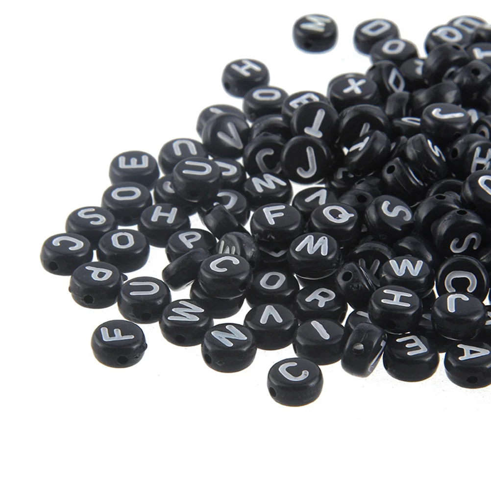 

260Pcs Acrylic Alphabet Letter DIY Beads Black White Round for Jewelry Making Bracelets Necklaces Gifts Letter Beads