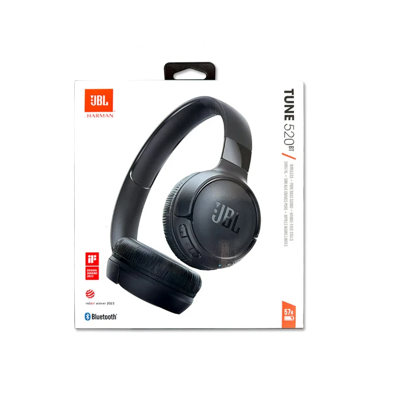 JBL-Écouteurs sans fil Bluetooth TUNE 520BT pour garçons et filles, 100% d'origine, casque de sport de musique avec microphone