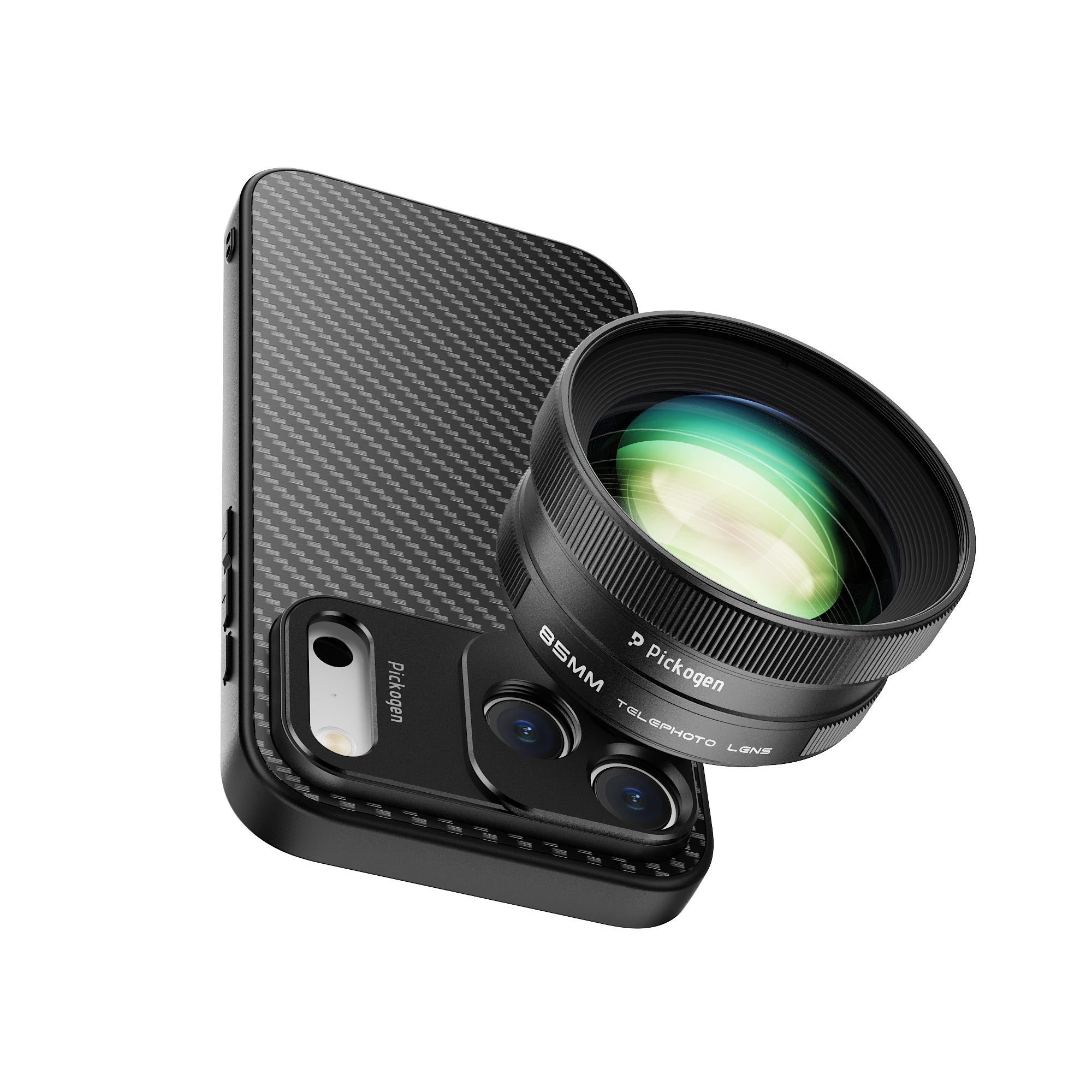 PICKOGEN 85mm Obiektyw do Telefonu Efekt Bokeh Portretowy i Tłuszczowy Efekt 2.2X Powiększenie z Obiektywem 17mm do iPhone 17/16/15/14 Pro Max z Uchwytem — zdjęcie produktu 7