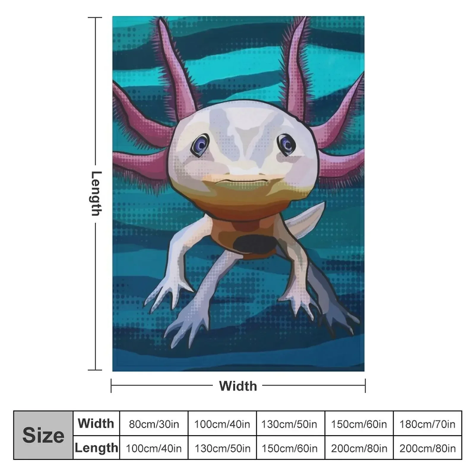 Axolotl with water background Throw Blanket Quilt Personalized Gift Blankets