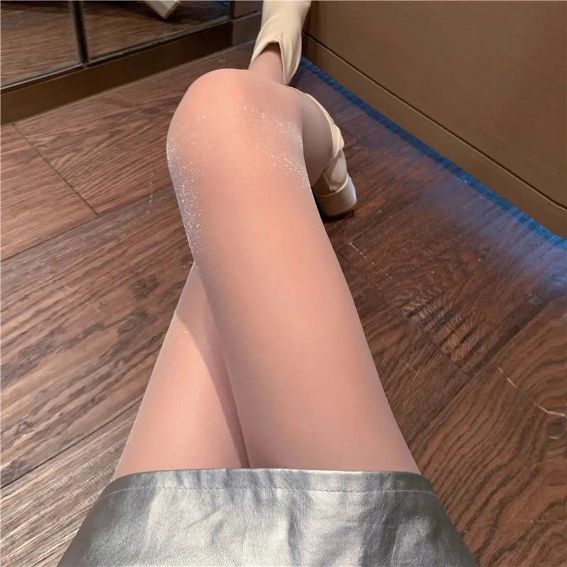 Glänzende Strumpfhosen für Damen und Mädchen, glitzernde Strümpfe, schimmerndes Silber, schlank, atmungsaktiv, durchsichtig, Anti-Hook, ultradünn, Medias – Detail 6