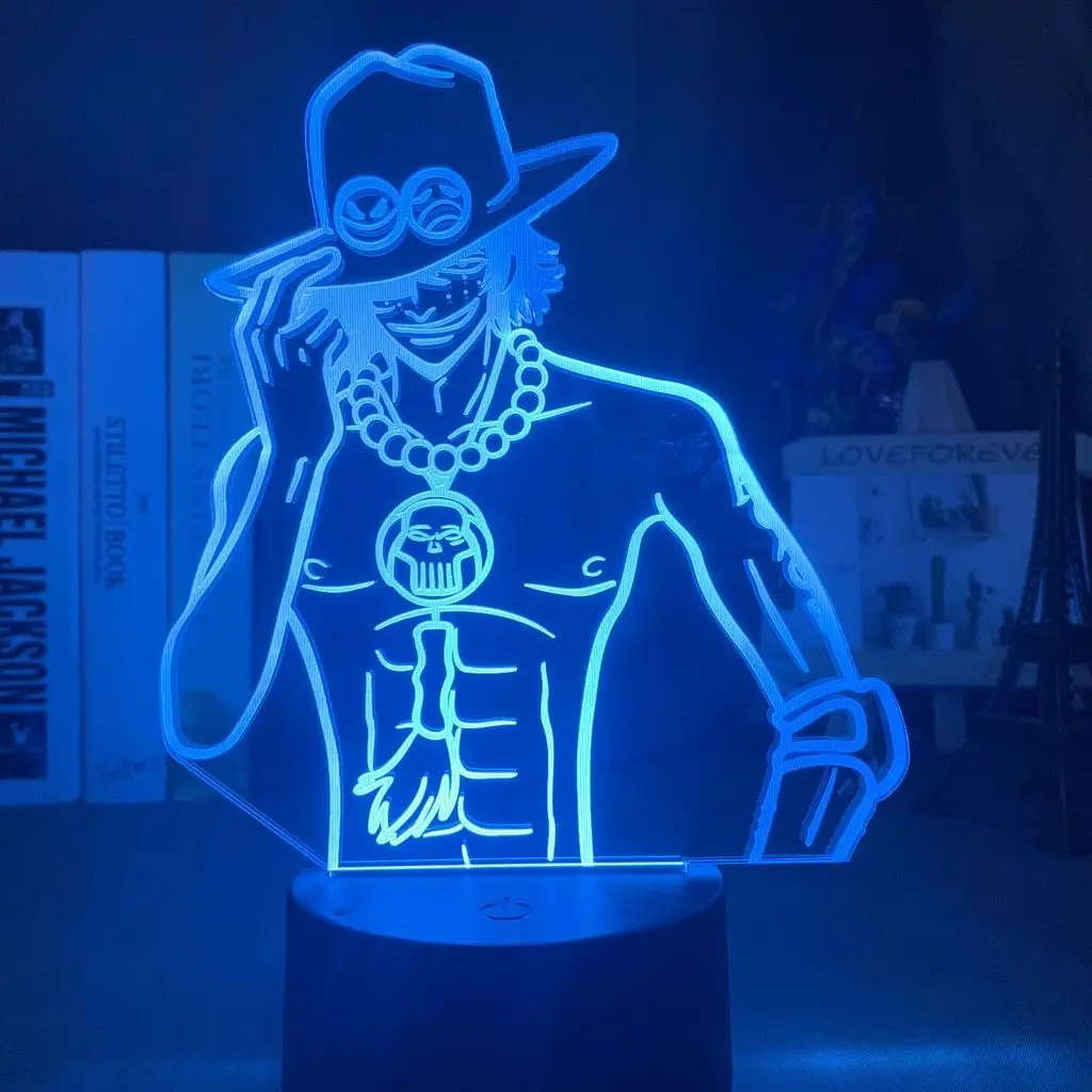 One Piece Ace Anime Cartoon Cute Acrylic Light-up Stand Figurine 2D Style Bedroom Atmosphere Night Light Desktop Decoration Gift view 2