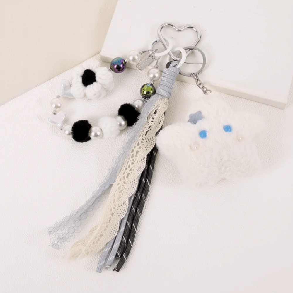 귀여운 구슬 체인 플러시 스타 키체인 카와이 소프트 스타 인형 펜던트 봉제 컴포트 베어 플러시 펜던트 어린이 선물