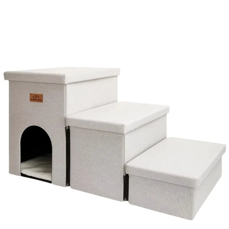 

High Quality Folding Portable Lightweight Solid Fabric Dog Puppy Step Stairs Ladder Ramp Luxury Style Spot Wholesale for Pets