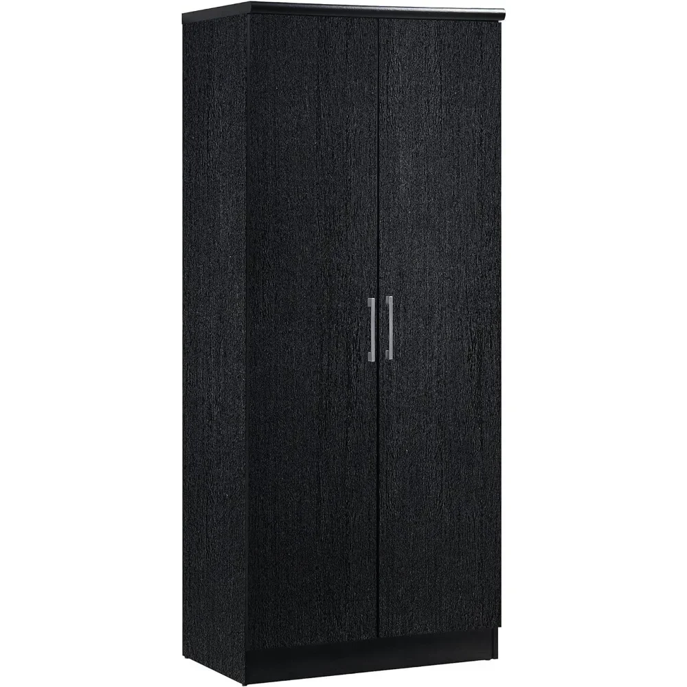 Black Open Cabinet IMPORT 2 Door Wardrobe With Adjustable/Removable Shelves & Hanging Rod Clothing Cupboard Cabinet/ Closet Home