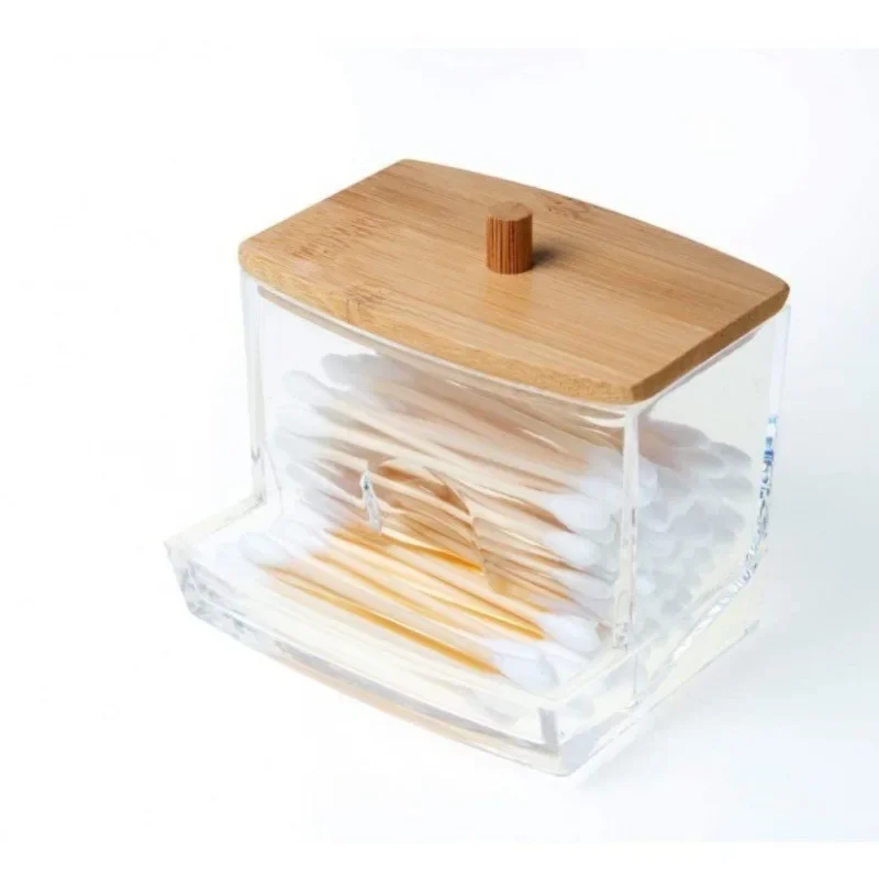 Small Cotton Swab Dispenser, Plastic Ear Stick Swabs Holder, Square Toothpick Storage Container, Bathroom Countertop Decorative