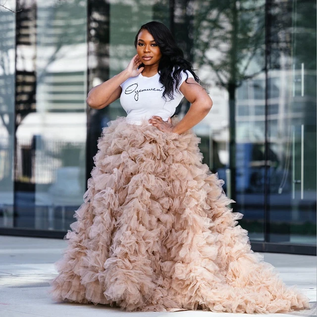 Extra Fluffy khaki Tulle Party Skirts Lush Ruffles Tiered Mesh Prom Ball Skirt Floor Length Puffy Cebebrity Party Skirts AliExpress