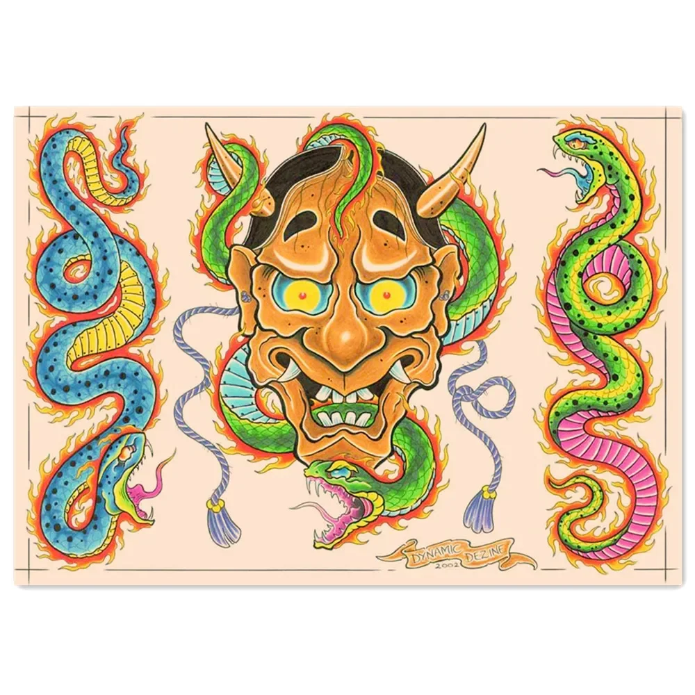 Retro Matte Kraft Print Art Sticker Home Decor Mural Dragon Tiger Bannuo Snake Ukiyo-e Tattoo Art Posters Wall Hanging Painting