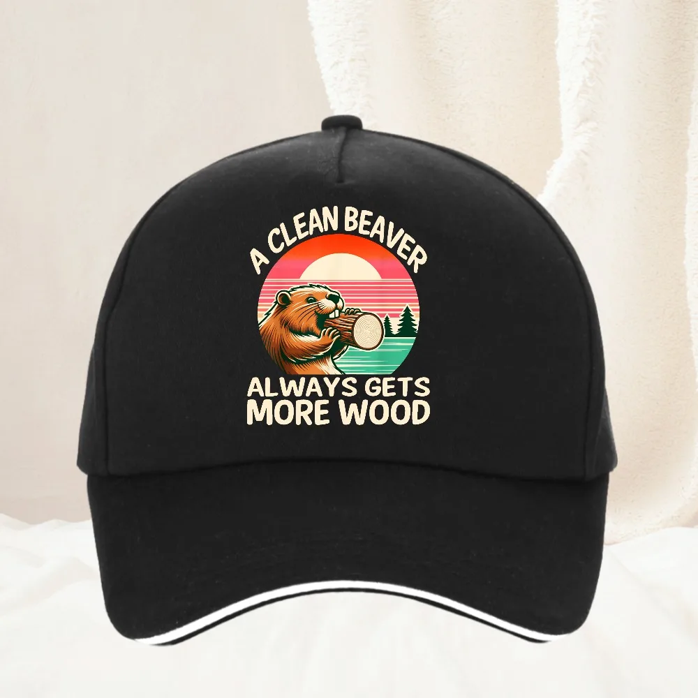 

A Clean Beaver Always Gets More Wood Funny Adult Joke Graphic Baseball Cap Men Women Adjustable Hip Hop Hat