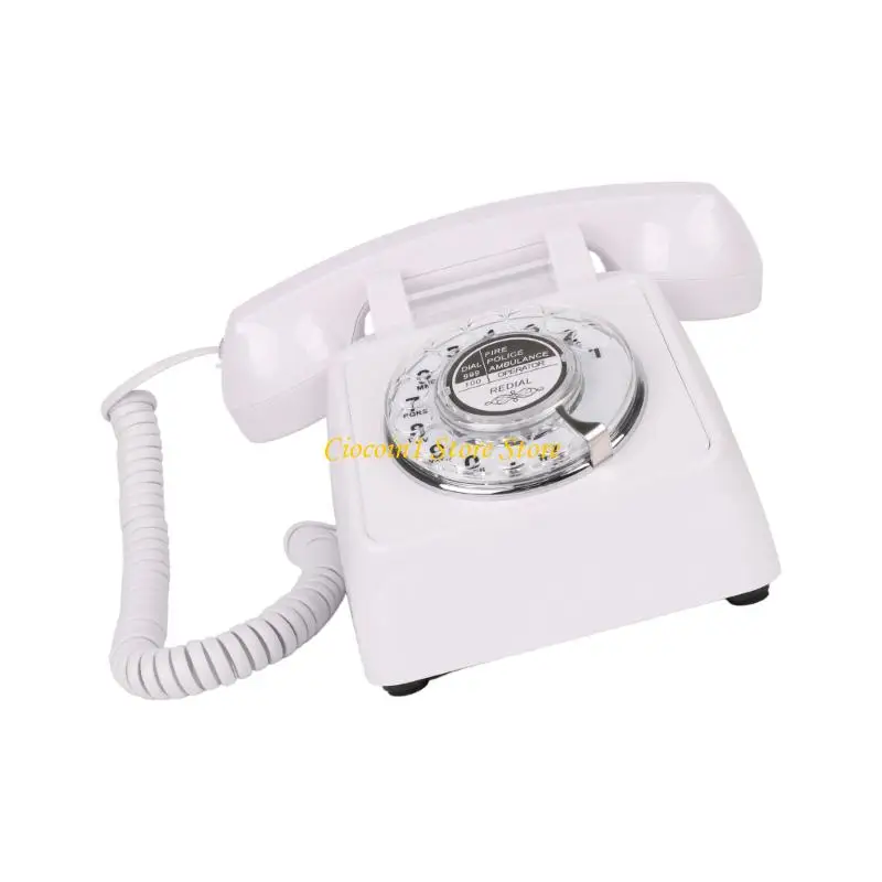 A3PC 1Set Functional Rotary Wheel Desk Landlines Phone Old Design Loud Sound Easy Use Strong Build for Traditional