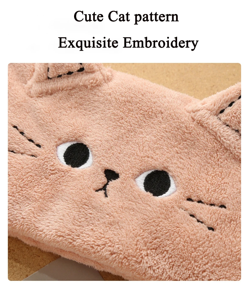 Katzen-Korallen-Fleece-Stirnbänder für Frauen, niedliche weiche Haarschleifen, Stirnband, Haarbänder, waschbares Gesicht, Make-up, Turbane, Bandage, Mädchen-Accessoires – Detail 12