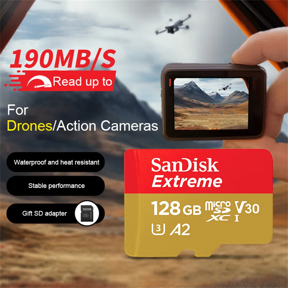 Original Extreme Flash Memory Card micro SDXC A2 U3 UHS-I Cards for Camera 4K GoPro DJI Drone Nintendo V30 USB 3.0 micro SD Card