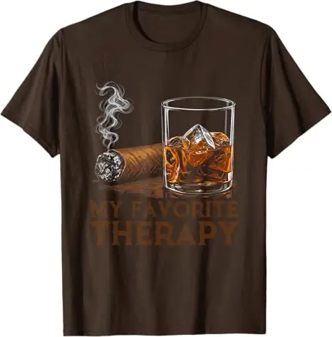 Mein Lieblings-Therapie-T-Shirt für lustige Zigarren- und Whiskey-Liebhaber, Y2k-Herrenmode, Nachtclub, Bar, Streetwear, Kleidung, Lifestyle-T-Shirt – Detail 6