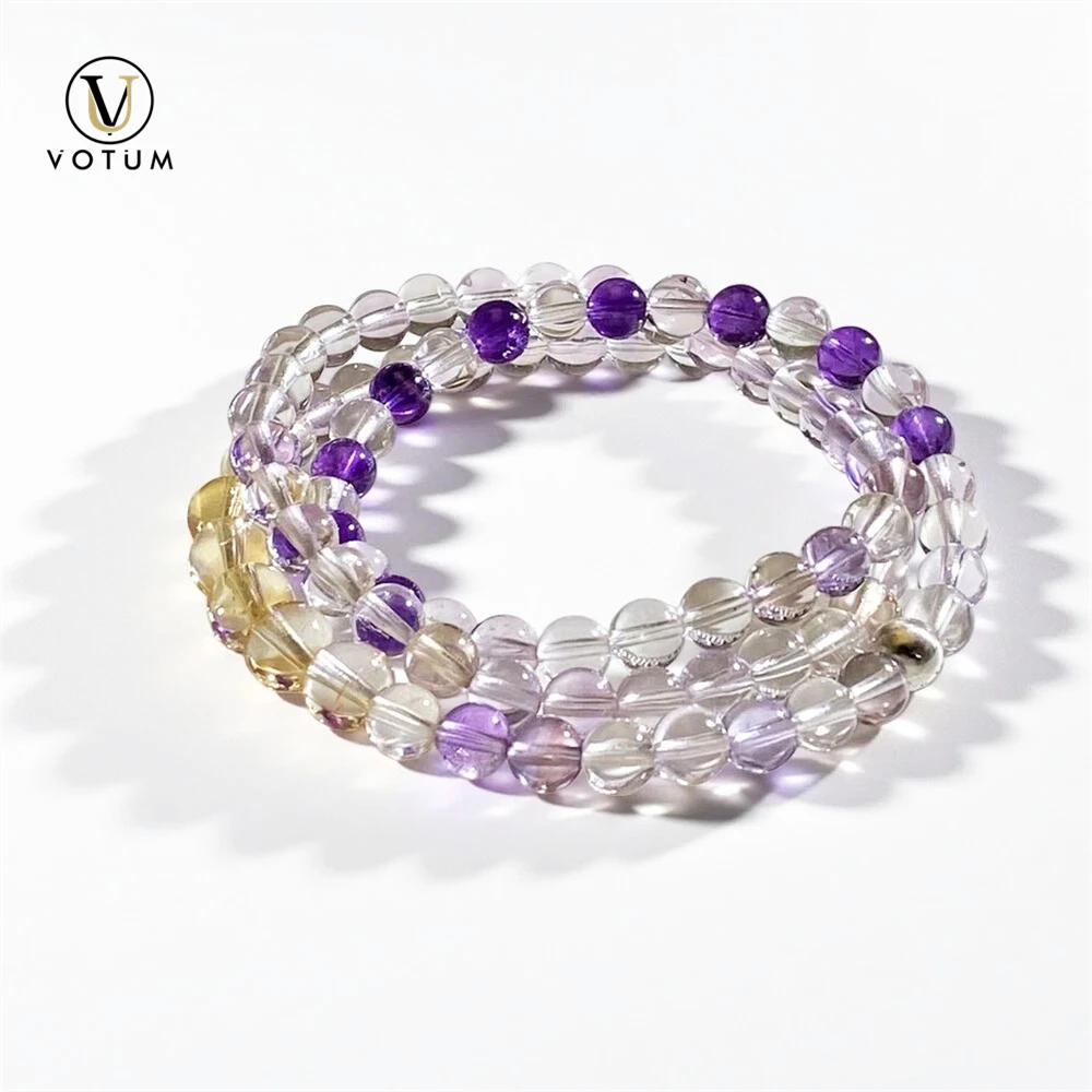

Votum Natural Amethyst Citrine Clear Quartz Bracelet for Women Men Wealthy Luck Yoga Gift Healing Crystal Bracelets Jewelry