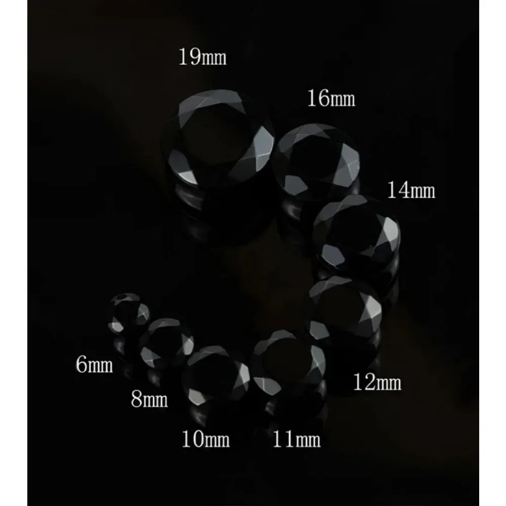 Kit Da 6 Paia Di Tunnel In Vetro Per Stretching – Nero E Trasparente, Misure Da 14G A 15mm, Con O-ring In Silicone, Per Piercing All’orecchio
