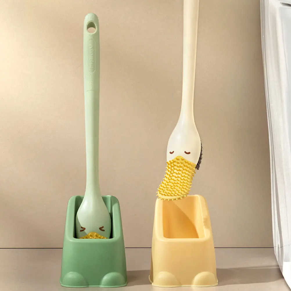 

Toilet Brush Soft Bristles Long Handle Bathroom Cleaning Tool Holder Durable Scrubber Toilet Bowl Cleaner Household Use
