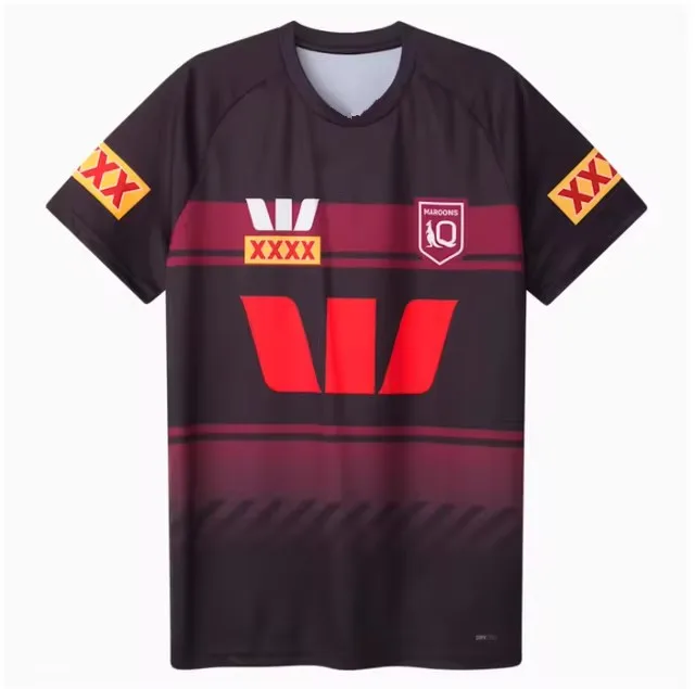 2025 QLD Maroons HOME الرجبي جيرسي 2025/2026 هارفي نورمان QLD Maroons قميص تدريب رجالي شورت واحد الحجم: S-5XL