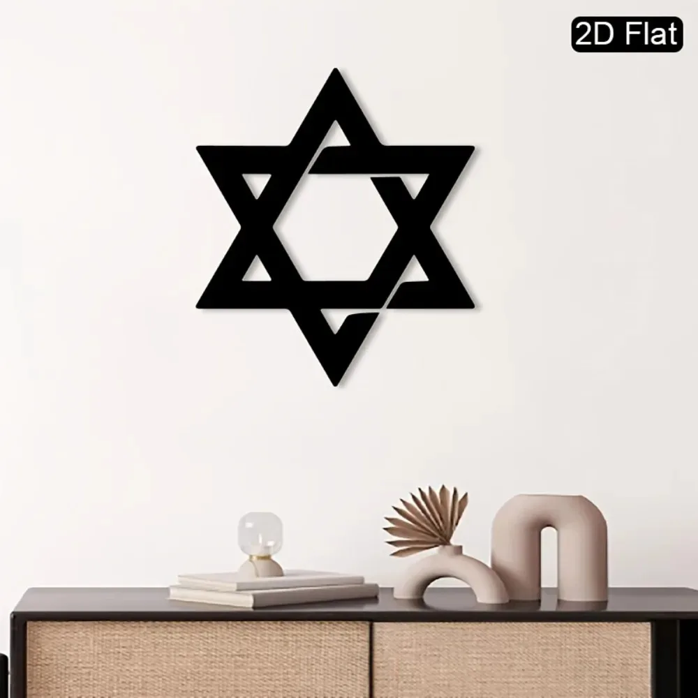 CIFBUY Iron Wall Art Star of David Metal Sculpture Hanging Plaque Rustproof Home Living Room Entrance Decor view 4