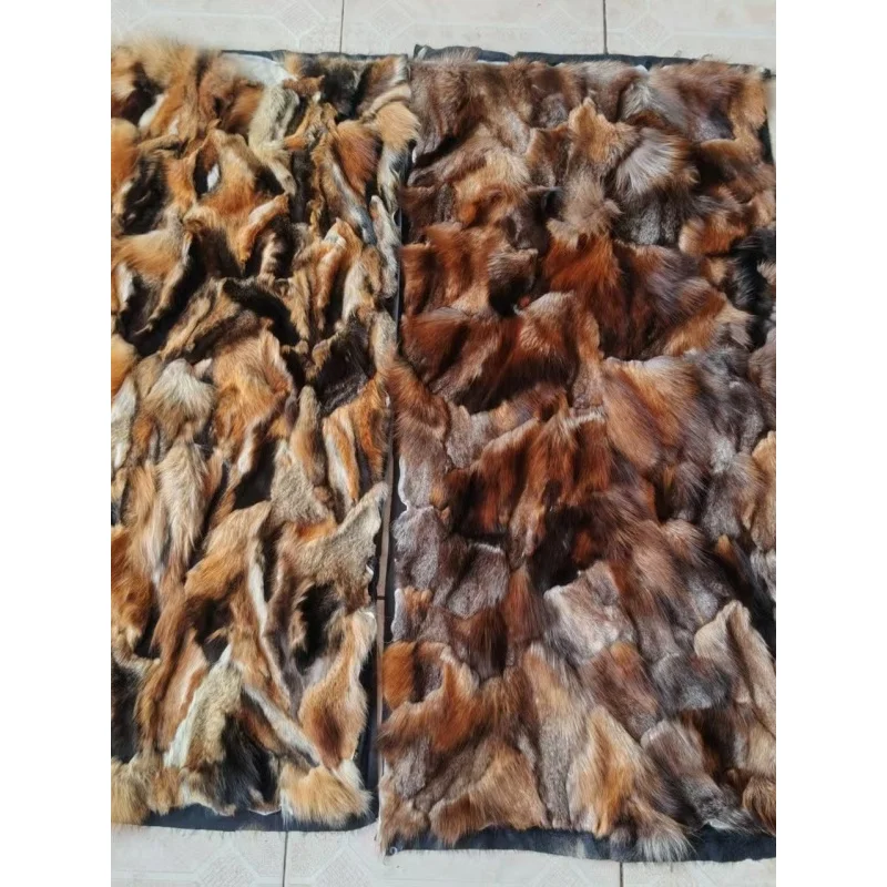 Fox Fur Patchwork Blanket Natural Color Fox Leg Fur Mattress Clothing Lining Fabric Red Fox Fur Seat Cushion