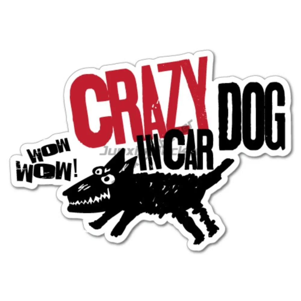 

Crazy Dog In Car Sticker Decal Stickers Pet Art Laptop Bumper Camper Windows Windshield Exterior Accessories