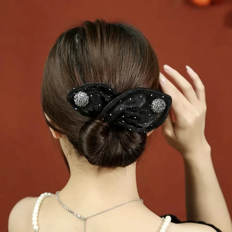 Lady Pearl Shell Flower Hairpin Foldable Hair Rope Wedding Banquet Party Hairband Fixed Ponytail Hair Accessories Women Jewelry