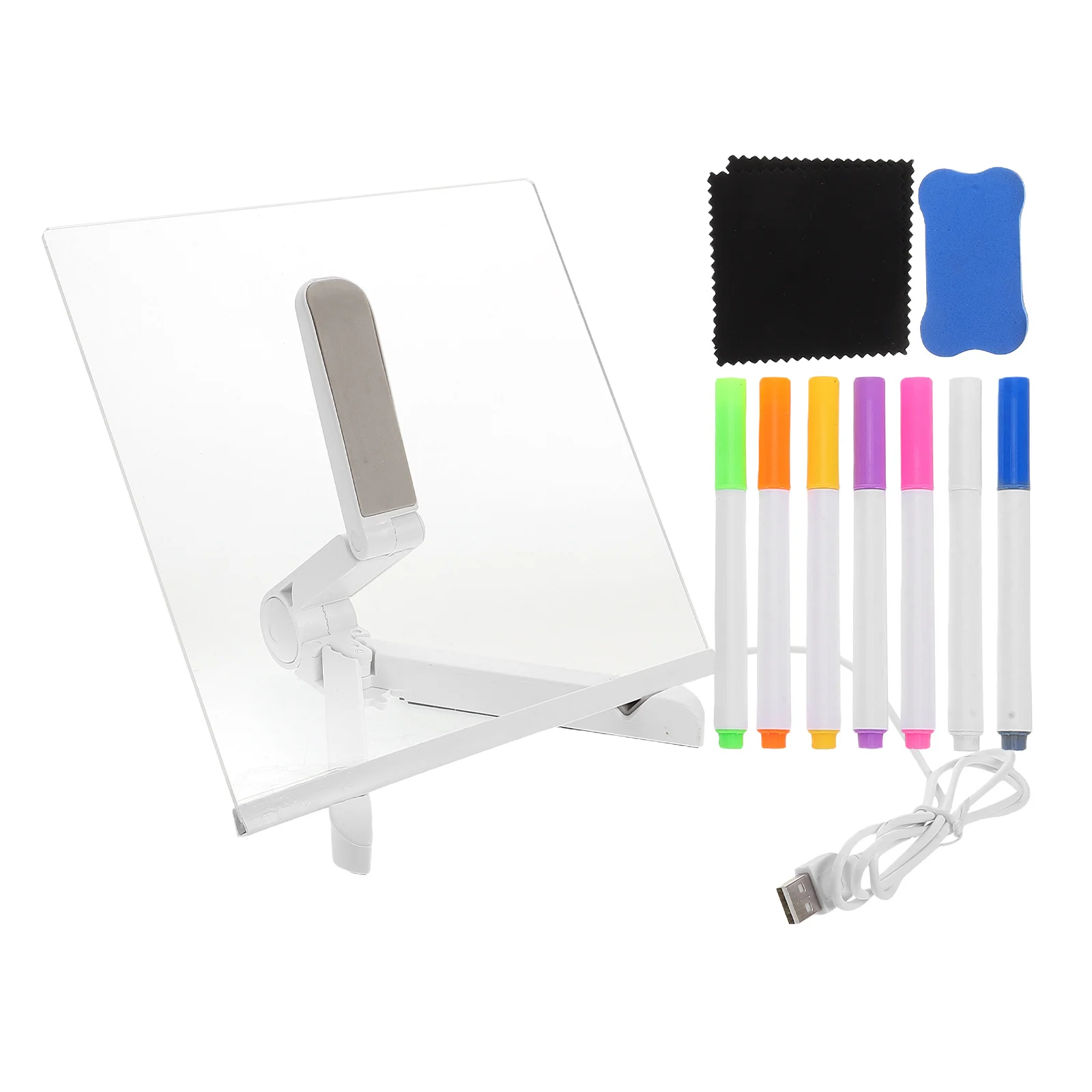 مجموعة واحدة من لوحة ملونة مقاس 7.9 × 7.9 بوصة LED تضيء لوحة رسائل للكتابة من الأكريليك للأطفال والمكتب المنزلي الجاف #2