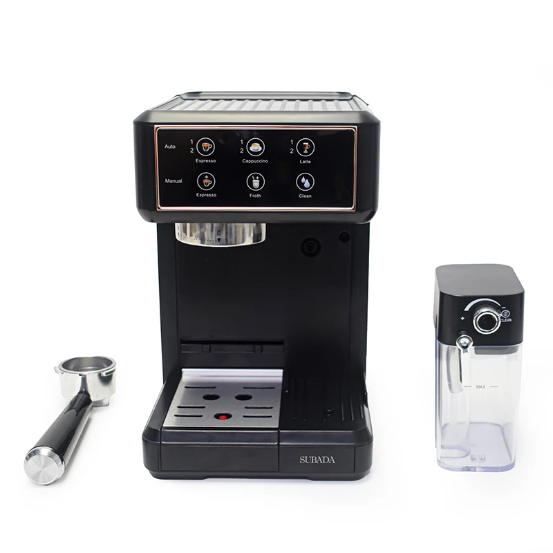 Piccola macchina da caffè moderna per uso domestico Caffè in capsule Cappuccino Latte Caffè a doppia tazza con scatola per il latte Espresso manuale 1,8 L