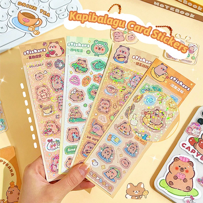 4PCS Kawaii Capybara Stickers DIY Hand Account Handmade Notebook Creative Cartoon Waterproof Removable Stickers Kids Toys Gifts