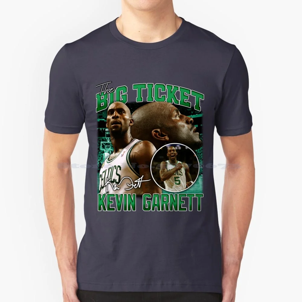 Kevin Garnett The Big Ticket Boston Basketball Legend Signature Vintage Retro 80S 90S Bootleg Rap Style T Shirt 100% Cotton Tee