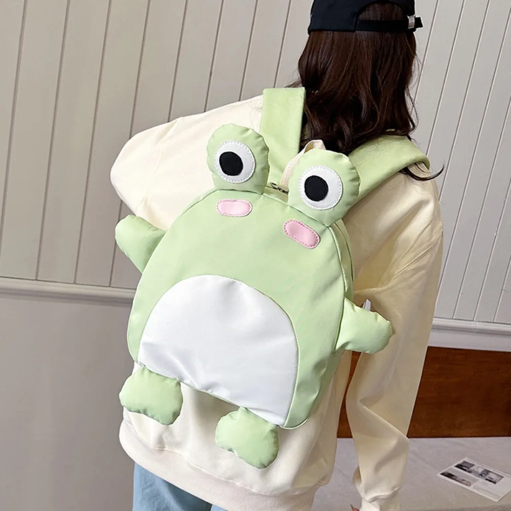 Sac à dos grenouille de dessin animé 3D en nylon pour enfants, sac d'école étanche, sac de rangement, sac à bandoulière, grande capacité, Y2K