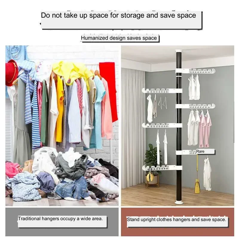 Indomitable Clothes Hanger Floor-to-ceiling Room Built-in Rack Cloakroom Hanging Hanger Coat Rack Simple Wardrobe Drying Rack